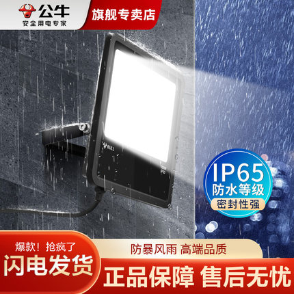 公牛LED投光灯防水户外照明灯探照广告灯超亮强力泛光灯瓦投射灯