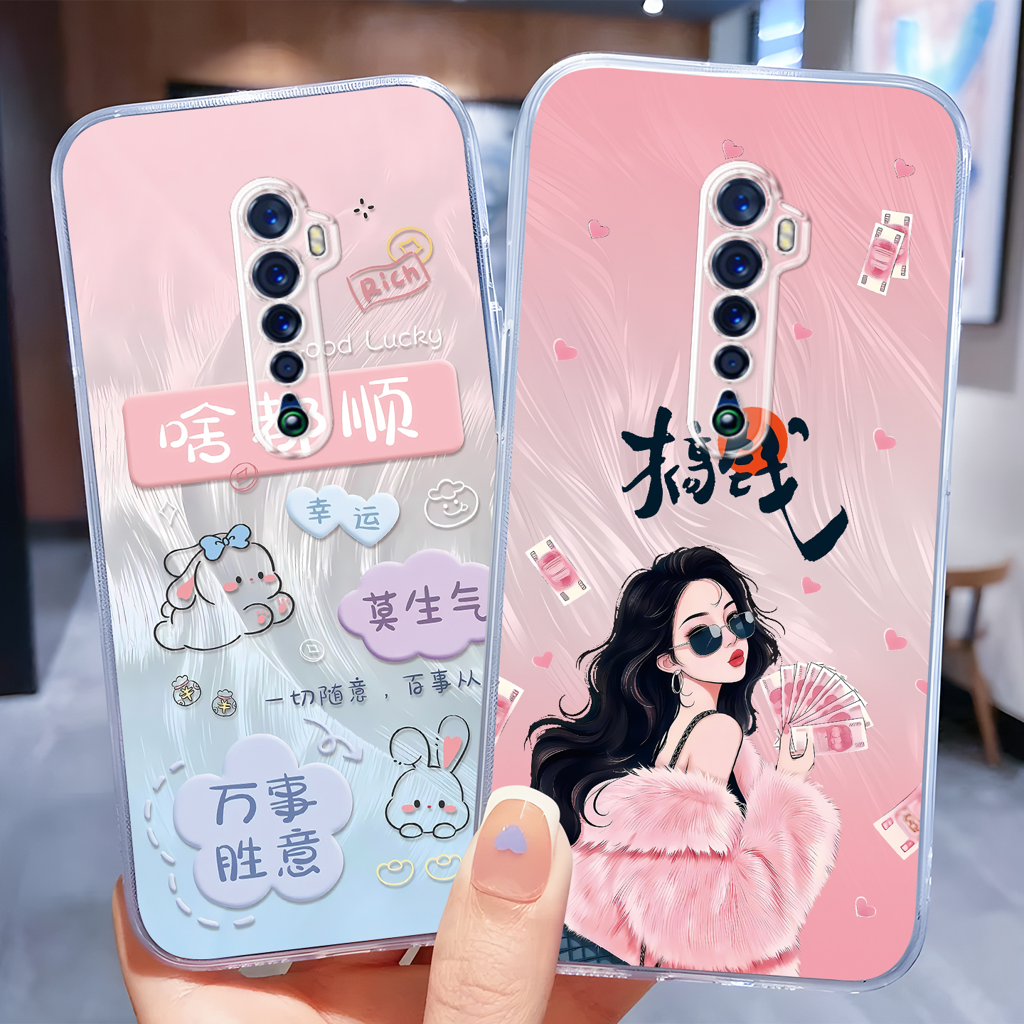 适用于OPPOReno2玫瑰蝶舞手机壳