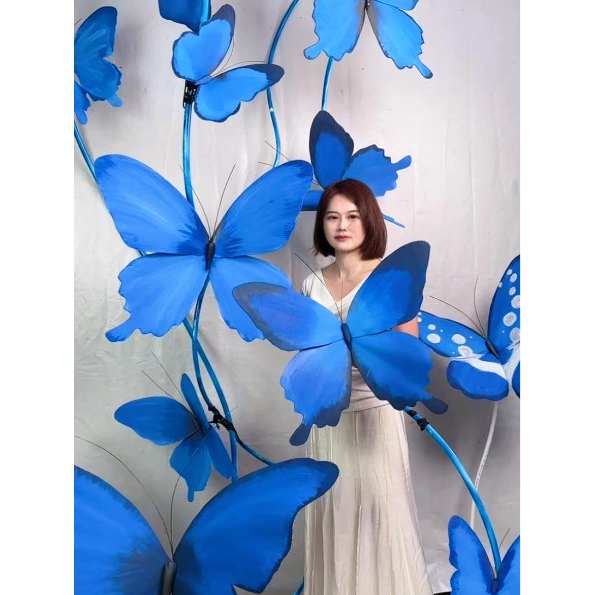 蝴蝶花装饰巨型纸花大蓝色伊娃蝴蝶景观伊娃人造花婚礼婚礼道具