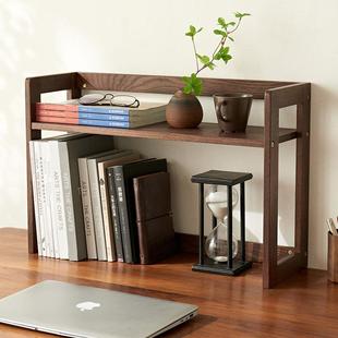 实木桌面书架书桌置物架办公桌上台面收纳木质双层飘窗小收纳架子