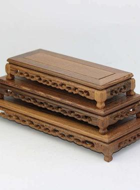 红木雕刻工艺品鸡翅木质长方形实木花瓶奇石工艺品摆件木托架底座