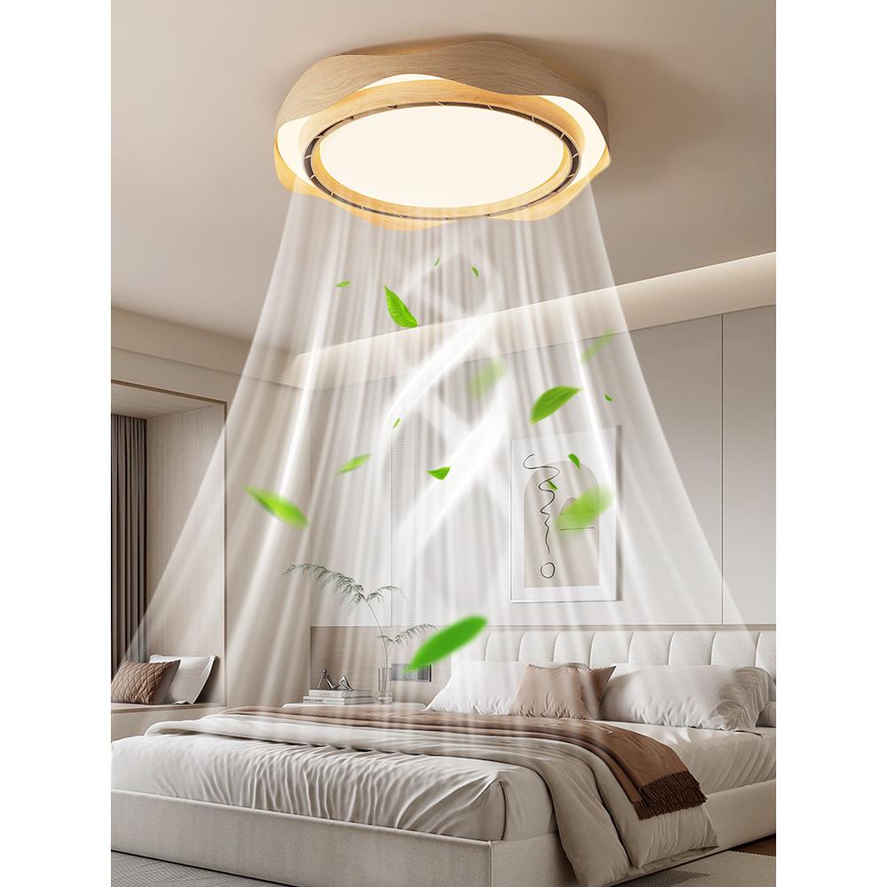 无叶风扇灯卧室灯木色2025新主卧室房间智能无声电风扇吸顶灯