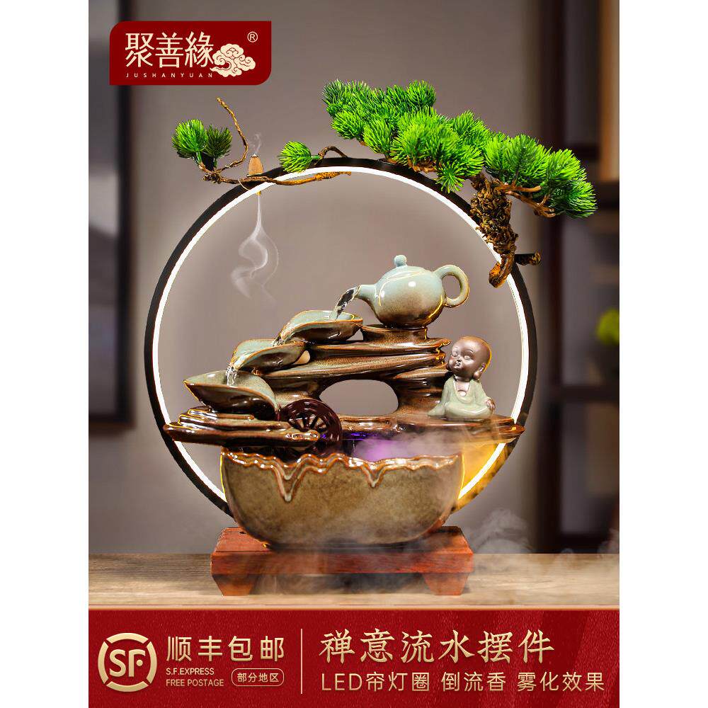 流动的水，财富的装饰品，客厅，办公室，创意鱼缸，前台装饰，开