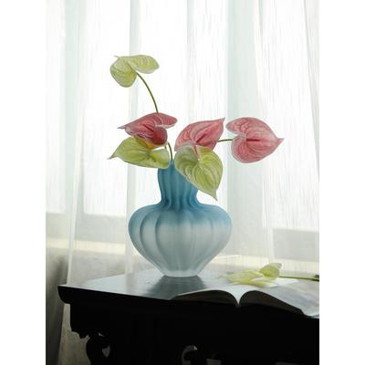 大香莲花“朦胧海听蓝”中世纪玻璃花瓶蓝色多巴胺磨砂插花水插花