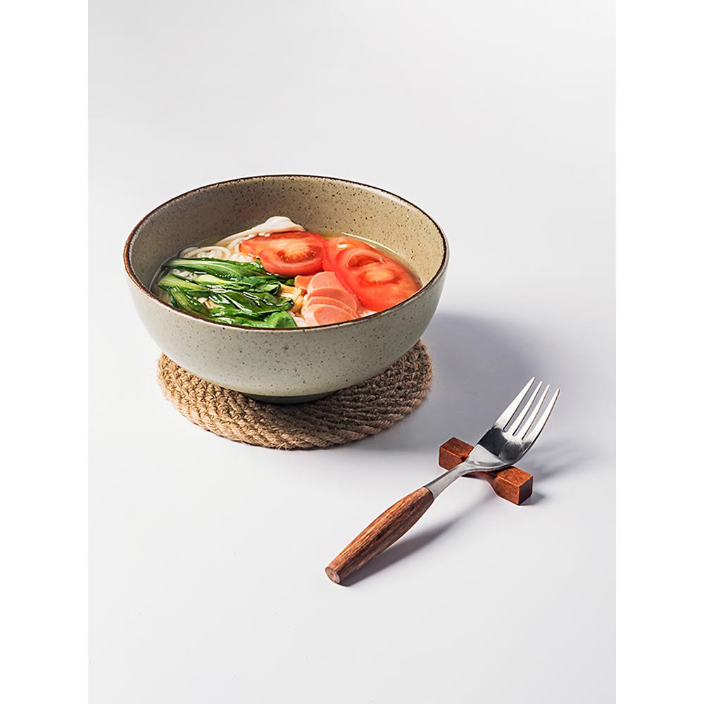 日式粗陶8英寸汤碗家用景德镇陶瓷中式拉面碗大号复古汤碗商用