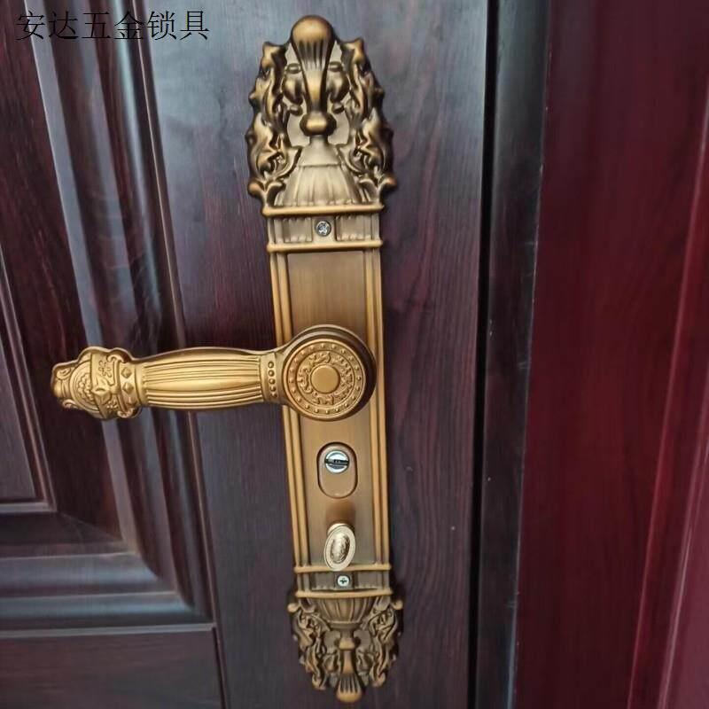 防盗门把手大门锁具通用型执手锁双开门锁豪华烤漆复古通用型拉手