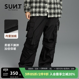 长裤 男女童加绒黑色休闲工装 2025秋冬新款 suntomorrow儿童休闲裤