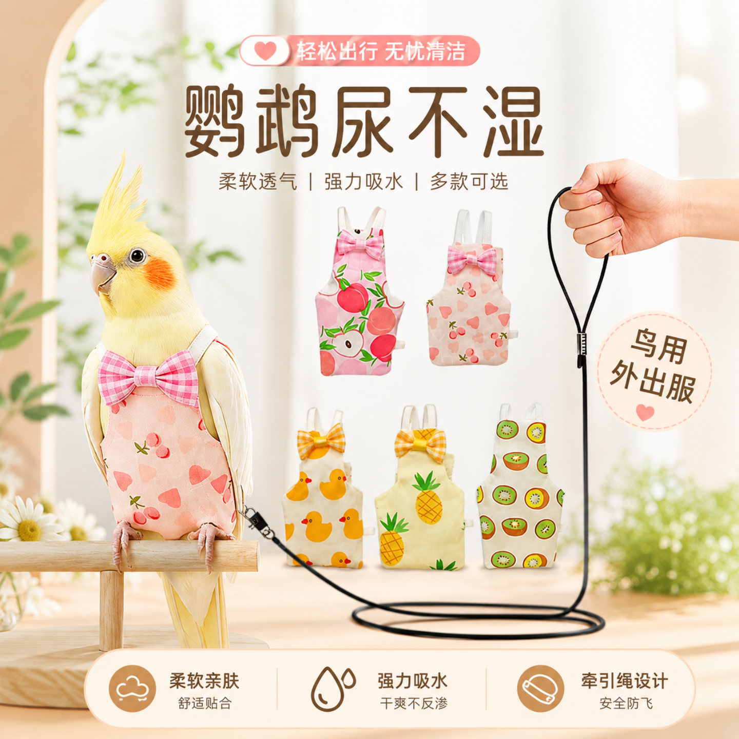 鹦鹉小鸡粪兜可调节宠物用品鸭屎兜粪便袋尿不湿纸尿裤屁兜粪袋