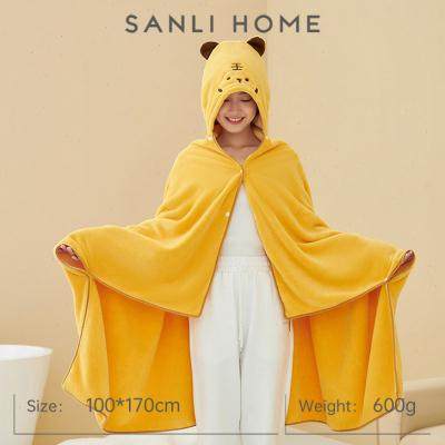 三利连帽休闲毯夏季披肩午睡毯珊瑚绒沙发毯空调毯办公室午休毯子