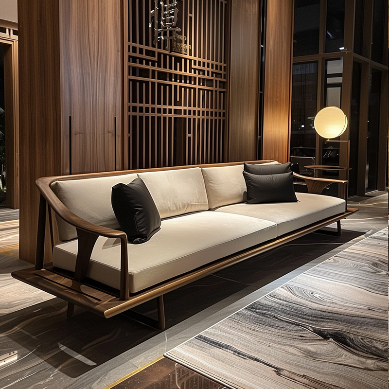 北美黑胡桃木新中式实木沙发