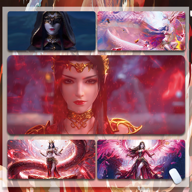 美杜莎鼠标垫超大动漫电竞游戏二次元家用办公键盘垫耐脏加厚桌垫