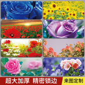 花朵鼠标垫玫瑰花超大加厚唯美风景橡胶大号办公桌垫电竞简约锁边