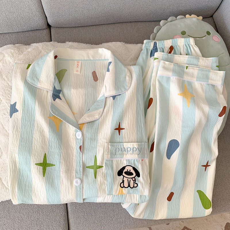 云朵棉蓝条纹大鼻狗睡衣女春秋季长袖长裤套装卡通甜美可爱家居服,女士内衣/男士内衣/家居服,睡衣/家居服套装,淘宝优惠券,粉丝福利购,淘宝优惠卷