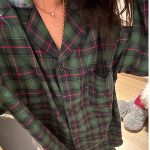 复古绿色格子睡衣女2026秋冬季 家居服套装 新款 长袖 可外穿 大码 美式