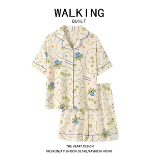 家居服 WALKING 网红风三眼仔睡衣女夏季 短袖 2023年玩具总动员套装