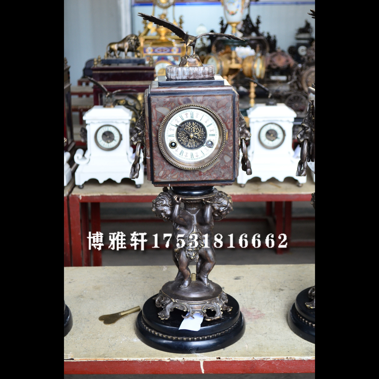 钟表古典机械欧式纯铜座钟老式发条壁炉风水西洋台钟仿古董国外钟