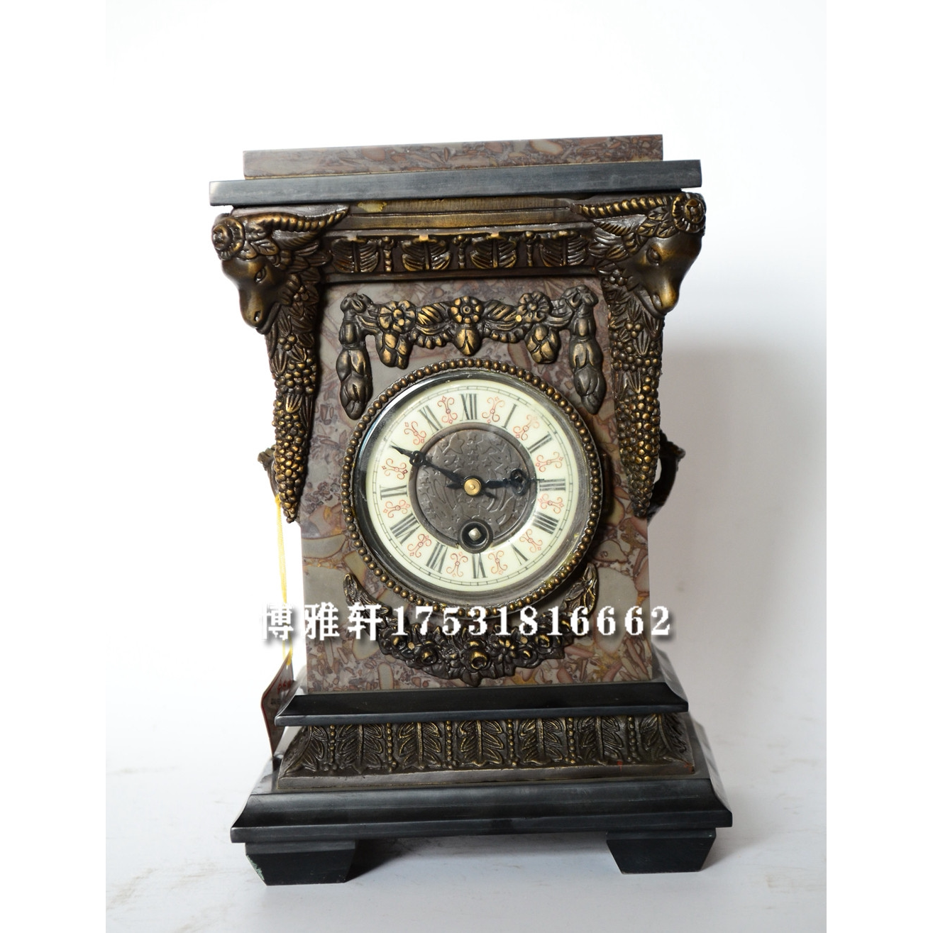 钟表大理石机械纯铜表芯座钟工艺家居摆件样板间电影道具西洋钟表