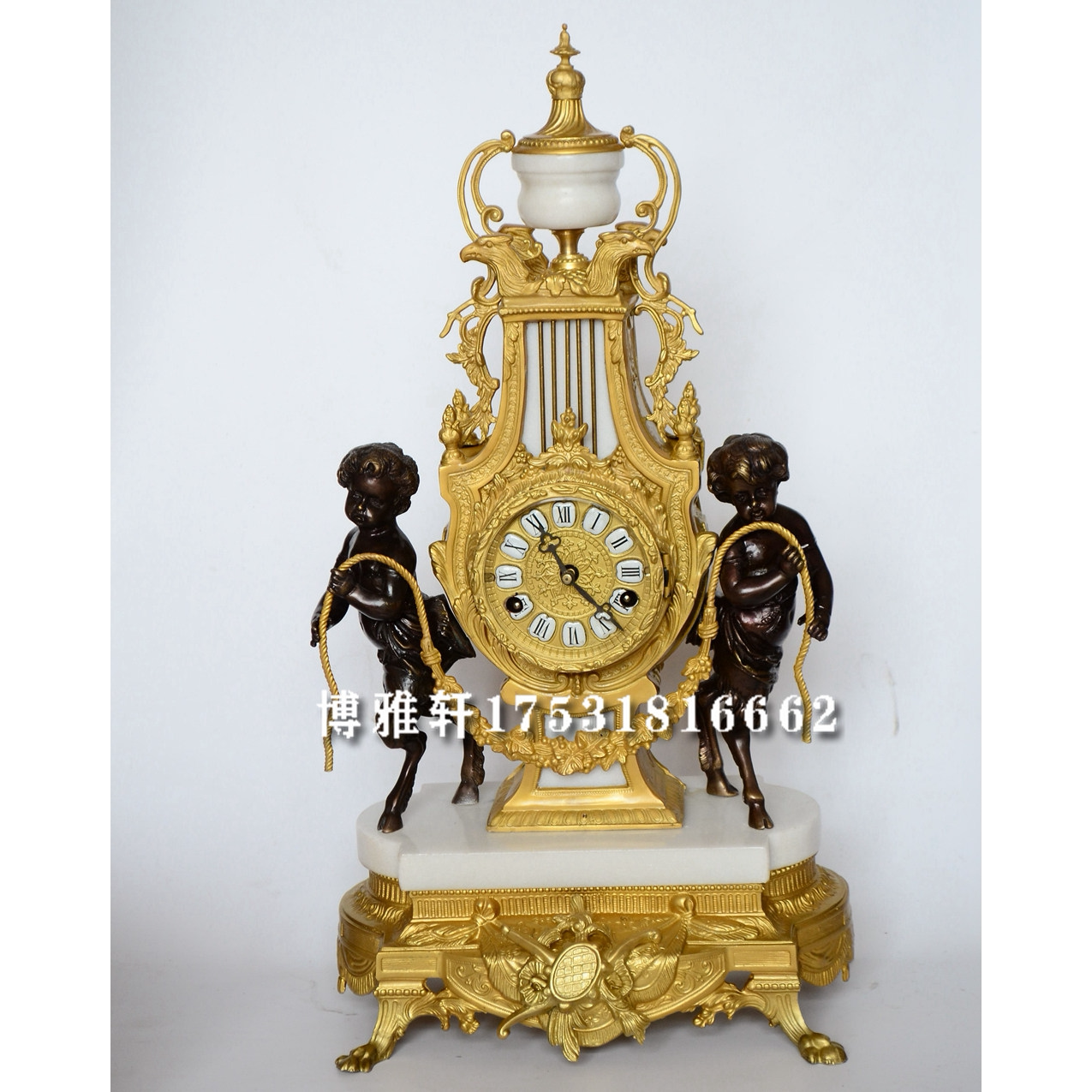 钟表古典欧式仿古机械座钟纯铜样板间客厅壁炉台钟仿故宫古董老钟