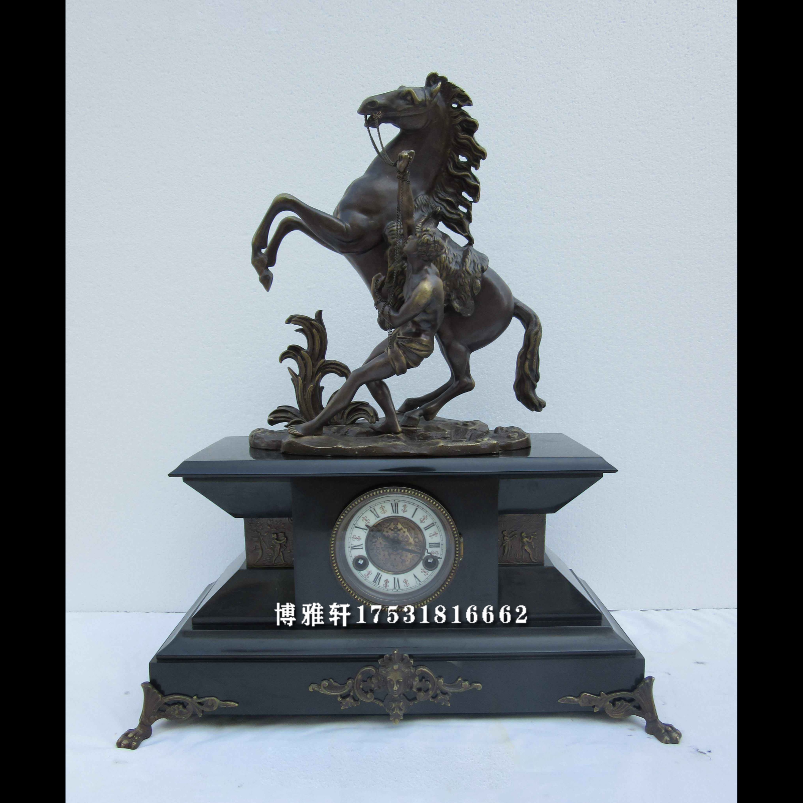 马钟古典机械纯铜马上走点大理石欧式仿古董欧洲回流古钟博雅轩钟