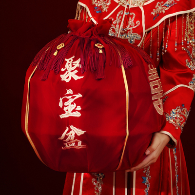 结婚包袱皮新娘陪嫁喜盆包裹红布
