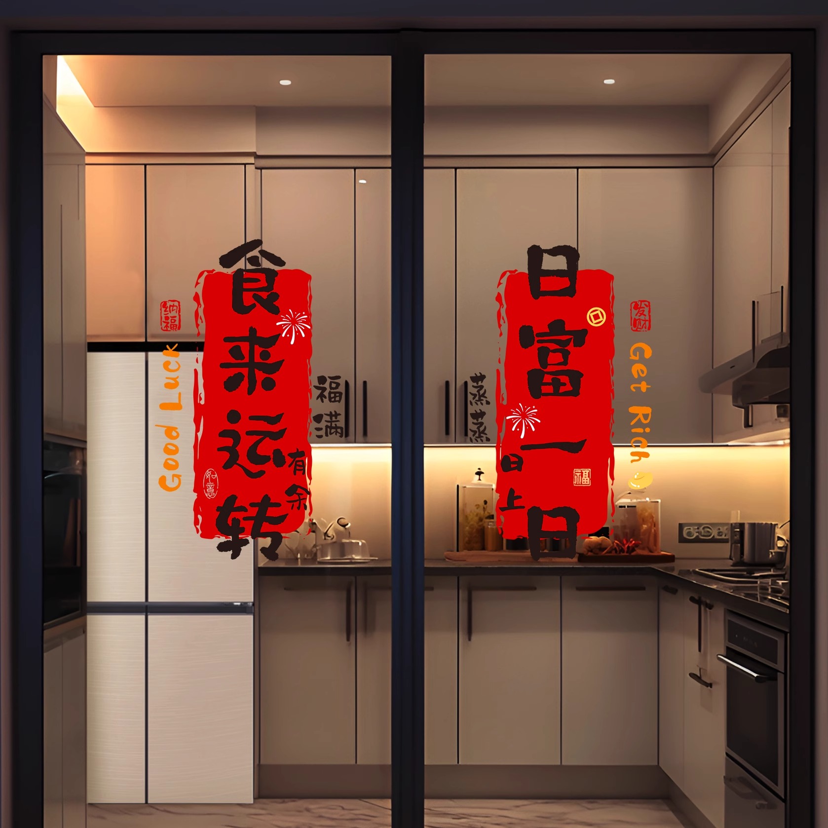 乔迁之喜装饰窗花静电贴厨房玻璃贴纸2025新款新居氛围感场景布置