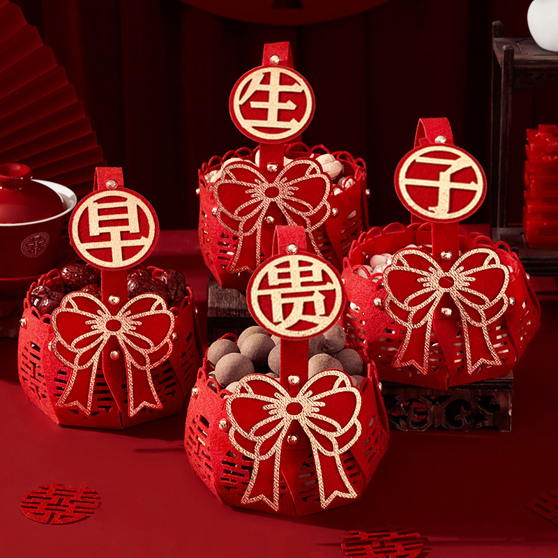 压床摆件结婚用品早生贵子提篮