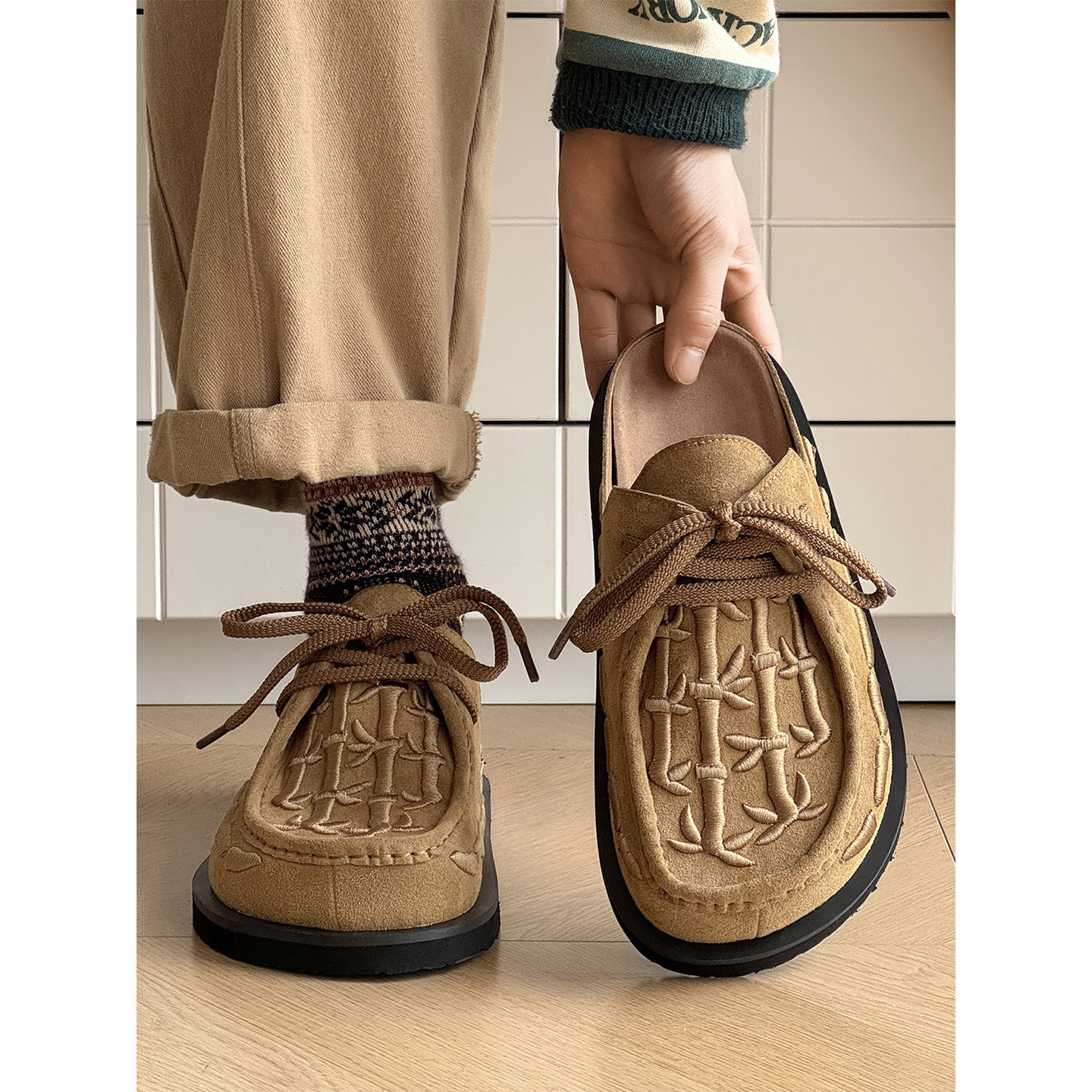 猫七寻勃肯拖鞋男款春夏休闲一脚蹬包头博肯外穿老钱风穆勒鞋子女