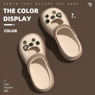 玛丽珍女士洞洞鞋厚底双色两穿包头拖鞋女生夏季外穿沙滩防滑凉拖