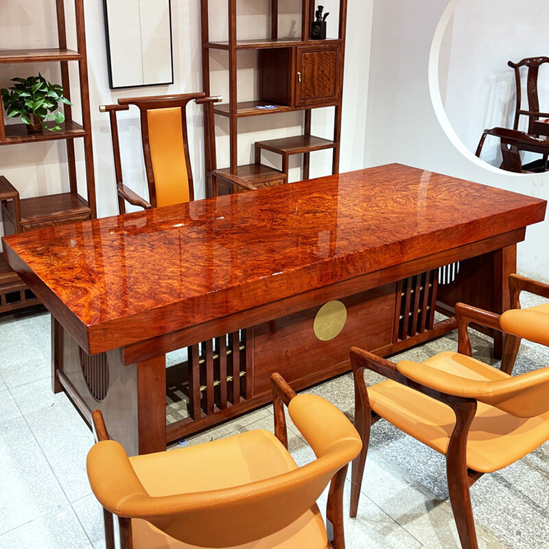 巴花实木大板坎高原木办公红餐桌奥age茶木桌塔利茶台巴西花梨木