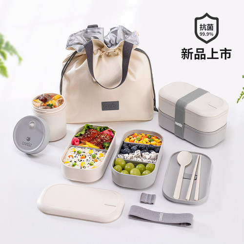 日式饭盒上班族可微波炉加热塑料