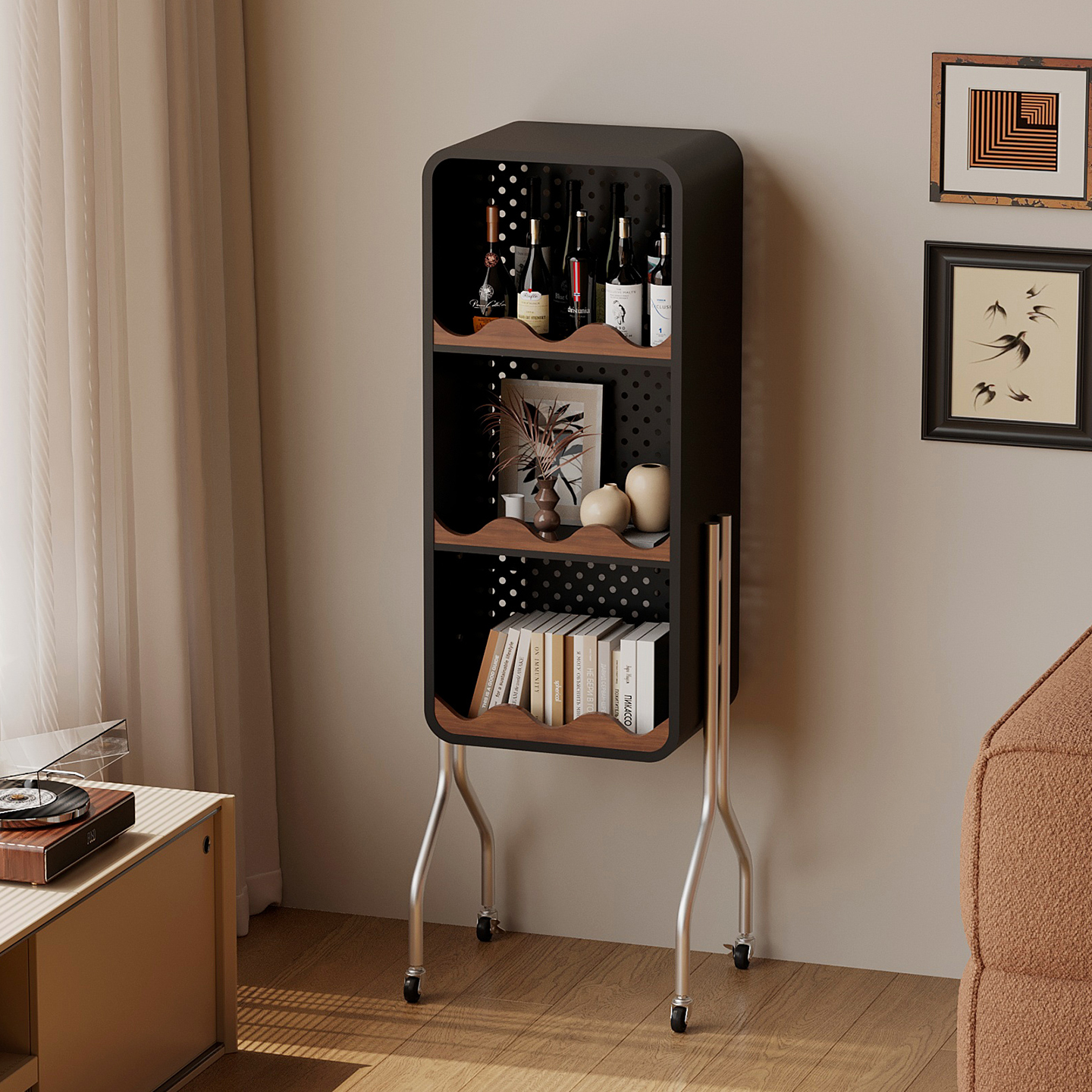 祖赛中古风铁艺书柜客厅不占空间