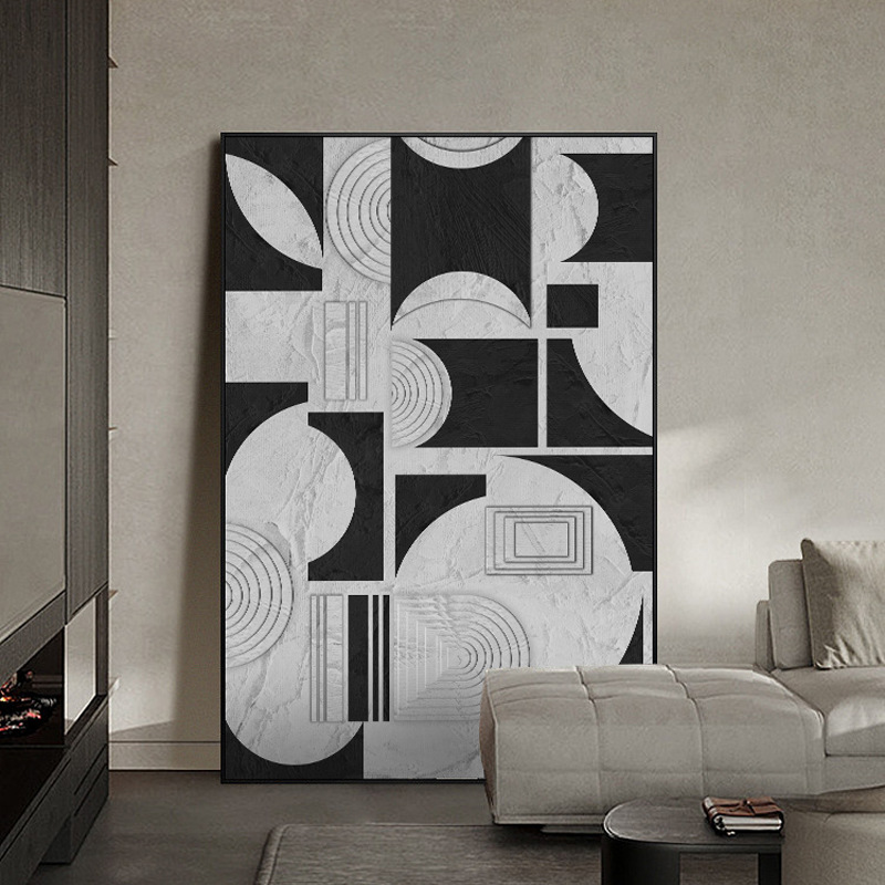 奇遇 现代简约客厅装饰画黑白沙发背景墙落地画抽象工业风挂画
