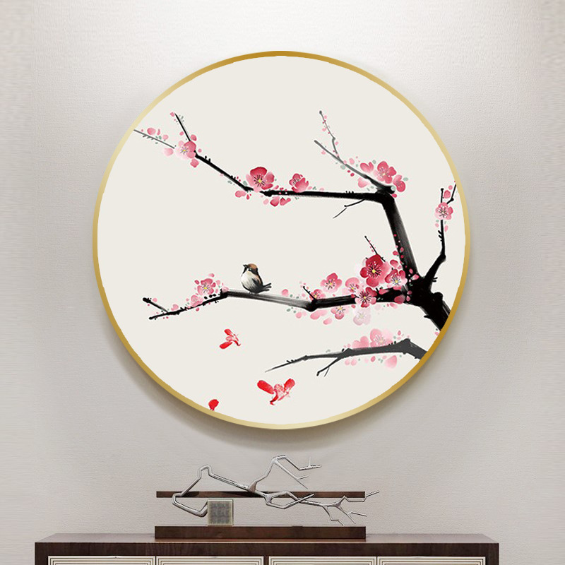 新中式圆形装饰画玄关餐厅客厅茶室挂画禅意走廊卧室床头壁画图片