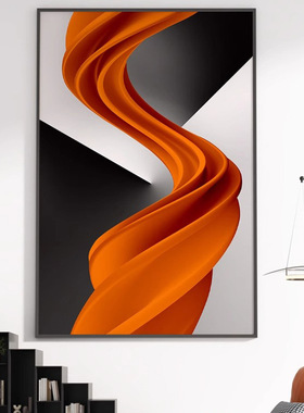 简约现代入户玄关装饰画橙色抽象艺术壁画轻奢客厅沙发墙挂画定制