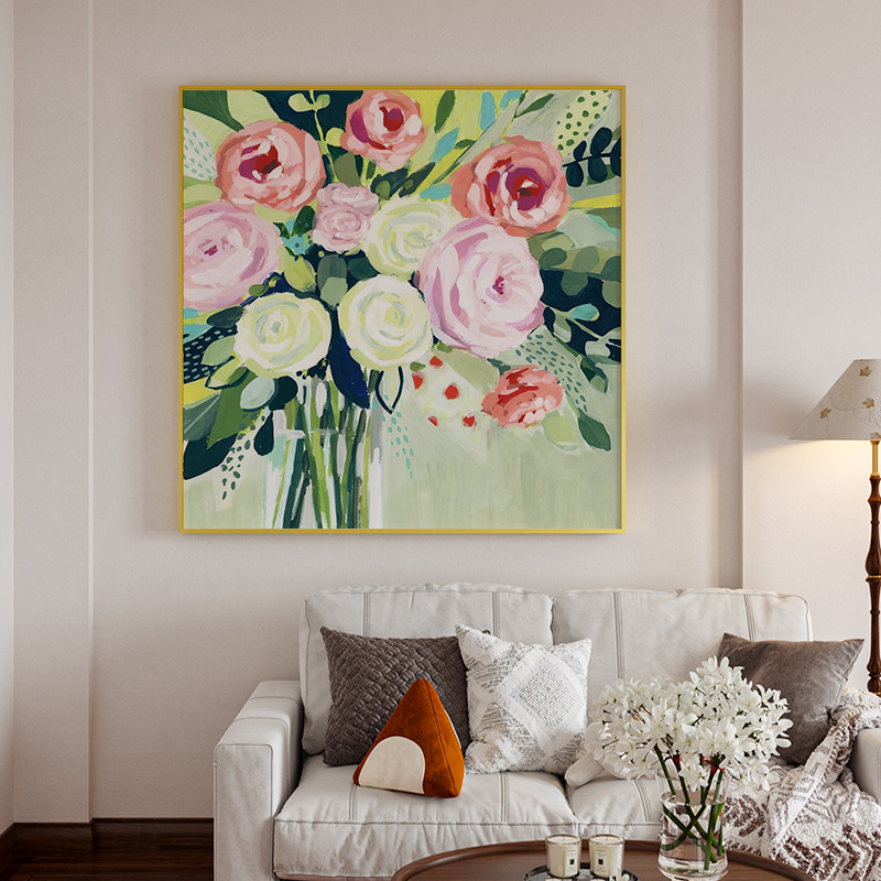 现代简约绿色植物盆景客厅玄关挂画沙发背景墙卧室装饰画方形壁画