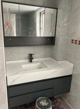 蜂窝铝切角浴室柜定制拐角柱子非常规尺寸洗手盆洗脸盆卫浴柜异形