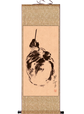 明清八大山人朱耷鱼图丝绸画