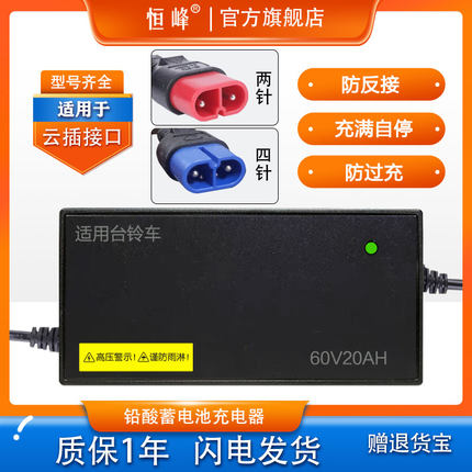 适配台铃电动车充电器48V12A60V20AH72V23AH50A84V32石墨烯两四针
