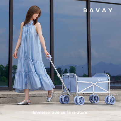 bavay北欢露营车八轮迷你小拉车C12铝合金买 菜折叠购物快递小推