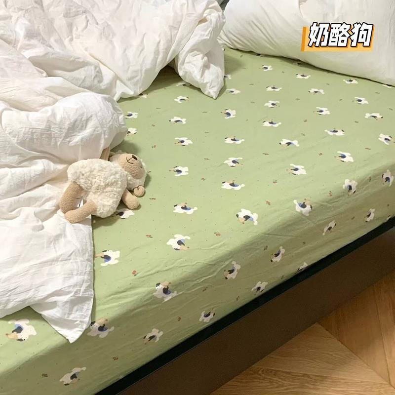 A类母婴可爱卡通全棉双层纱床笠单件纯棉印花席梦思床垫保护套罩