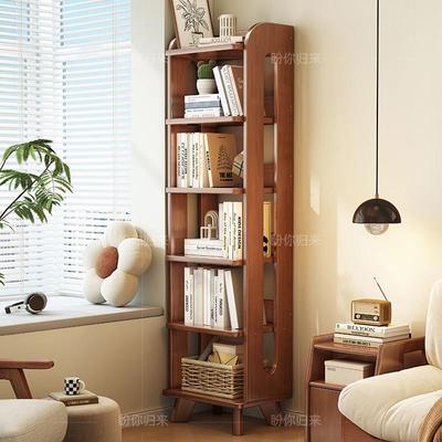 全实木书架落地置物架简易书柜家用客厅多层展示架卧