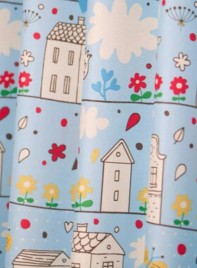 馥居FUJU日式儿童窗帘新款可爱卡通艺术儿童房次卧室窗帘纱