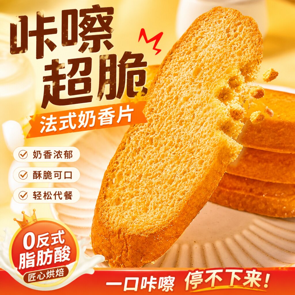 -法式奶香片烤面包干饼干法棍面包切片宿舍下午茶零食网红爆款202