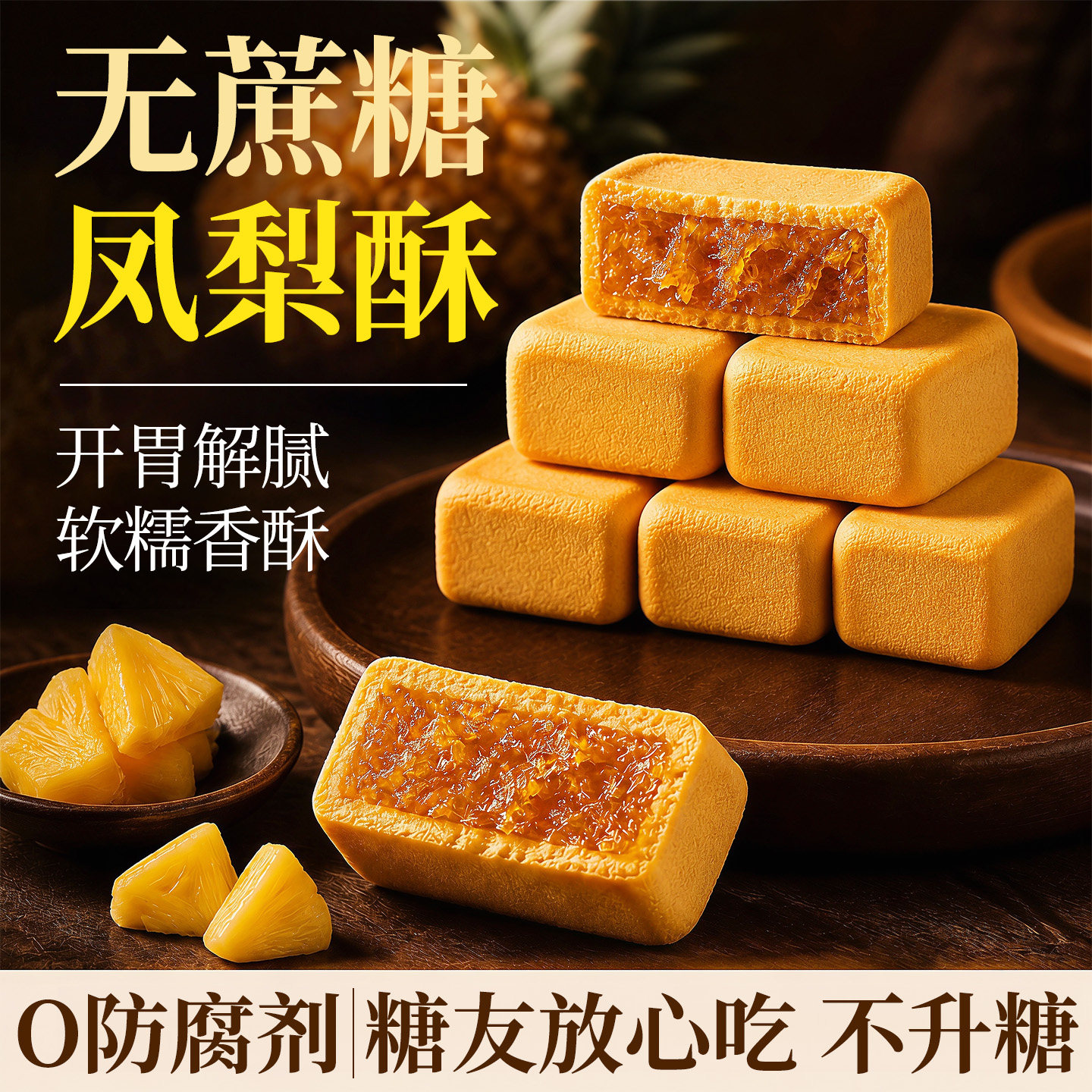 台湾正宗凤梨酥无糖糕点心老式传统糖人专用控糖食物孕妇健康零食