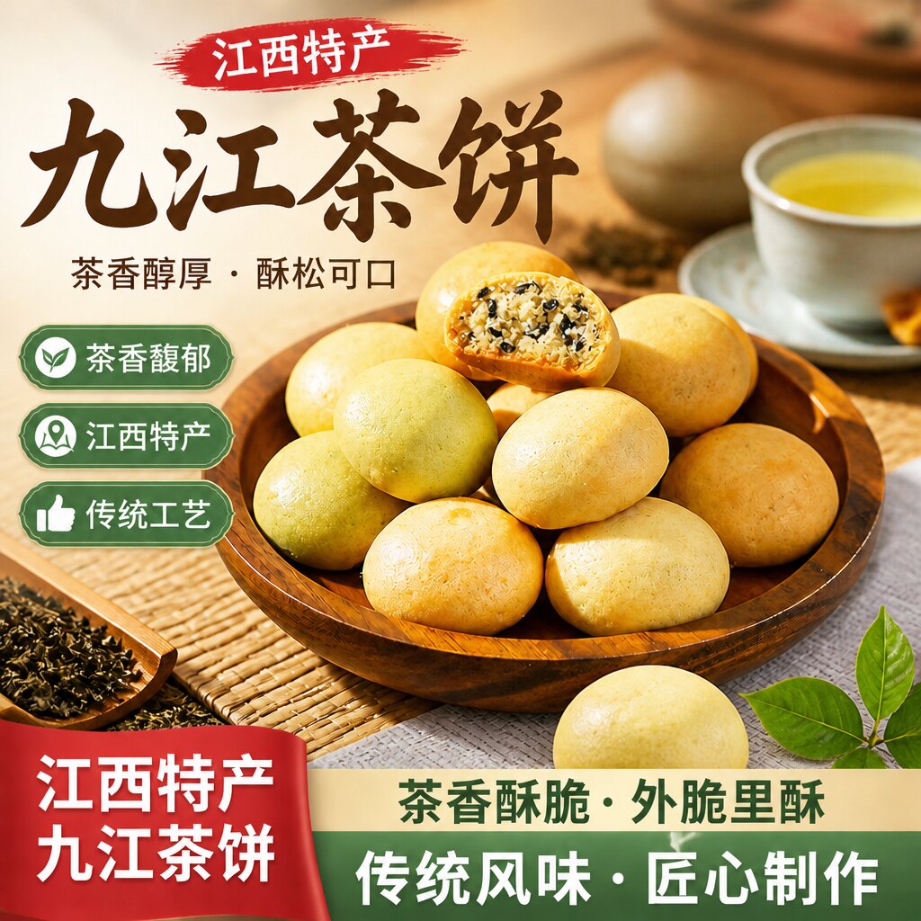 九江茶饼江西特产庐山酥饼手工传统糕点月饼茶点好吃又高端的零食