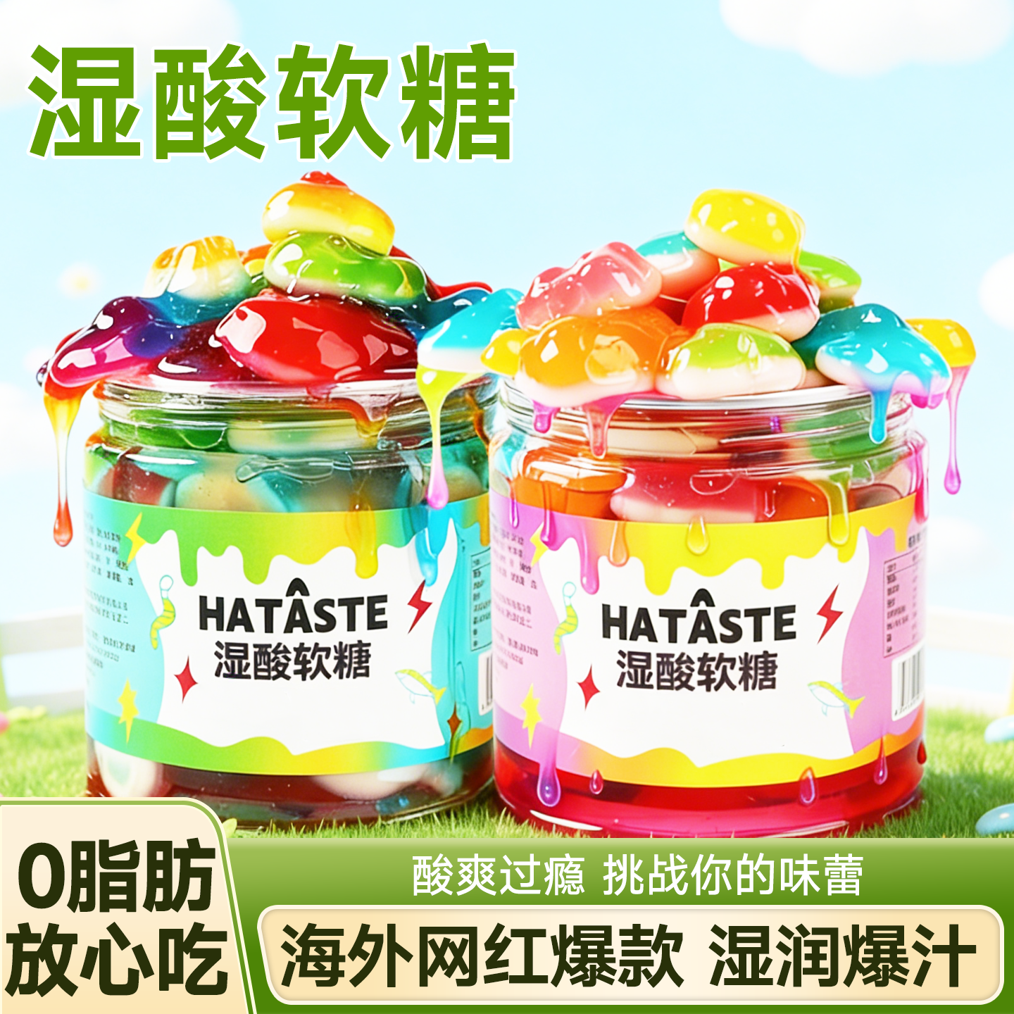 湿酸软糖美国网红同款酸糖水果味清新酸甜果香超级好吃的小零食