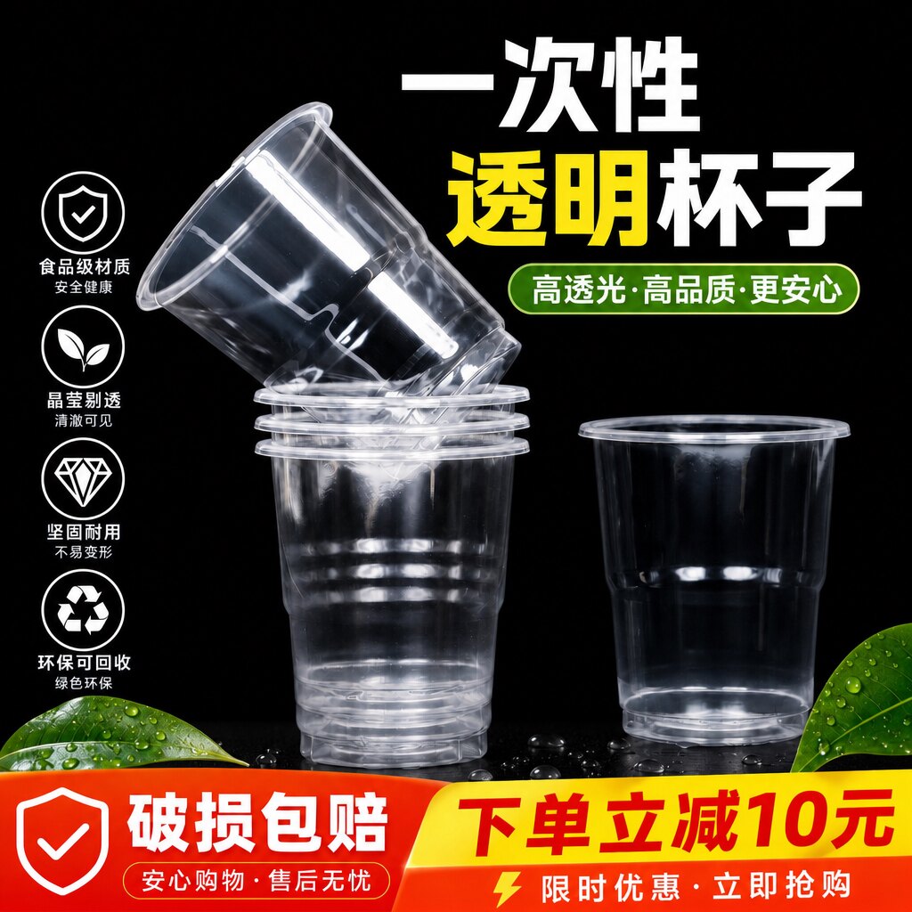 富强一次性加厚透明航空杯批发