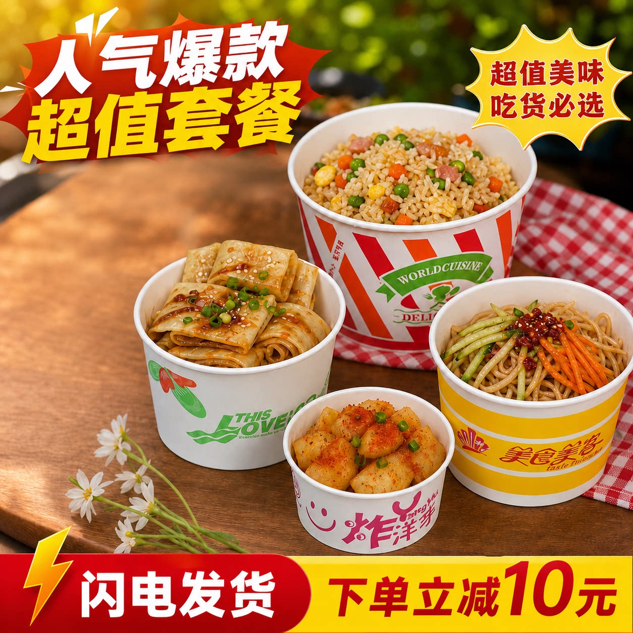 富强一次性整箱烤冷面纸碗碗图片
