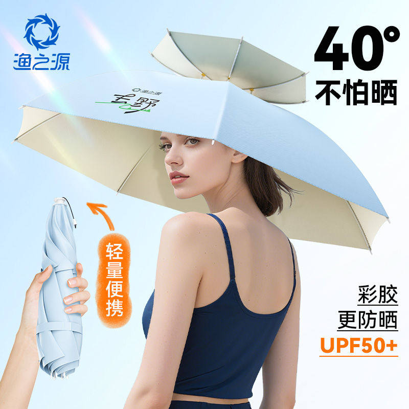 渔之源2025头戴式雨伞帽钓鱼防晒帽头顶雨伞斗笠防雨防晒钓鱼头伞