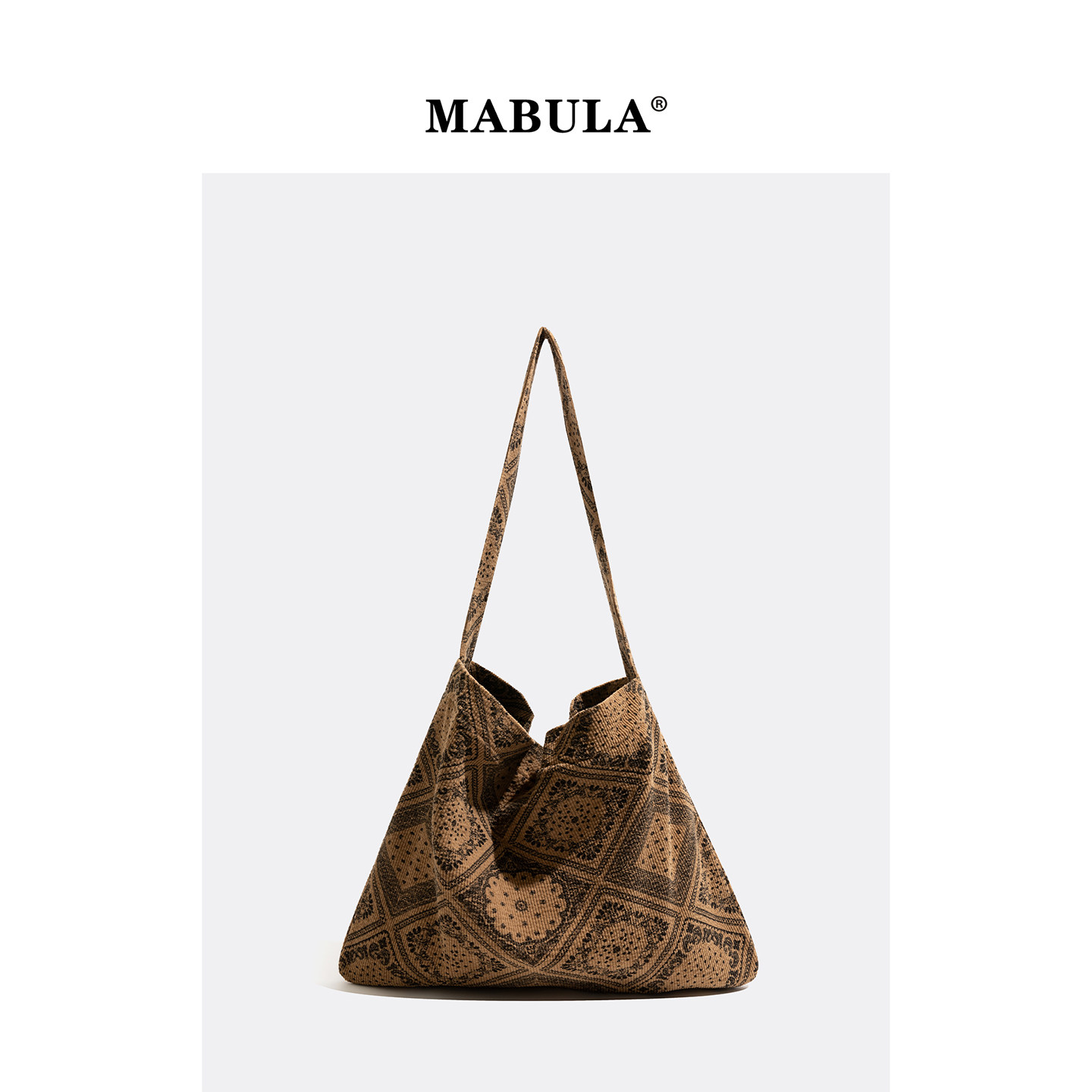 MABULA复古菱格灯芯绒单肩包2025秋冬新款松弛感托特包百搭腋下包,箱包皮具/热销女包/男包,托特包,淘宝优惠券,粉丝福利购,淘宝优惠卷